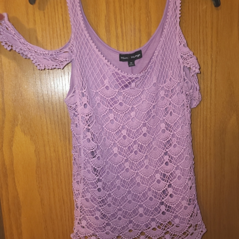 Purple Crochet Off Shoulder Tank